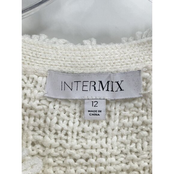 Intermix Silk Blend Knot White Cardigan Sweater Gold Buttons Sz 12 - Picture 5 of 7